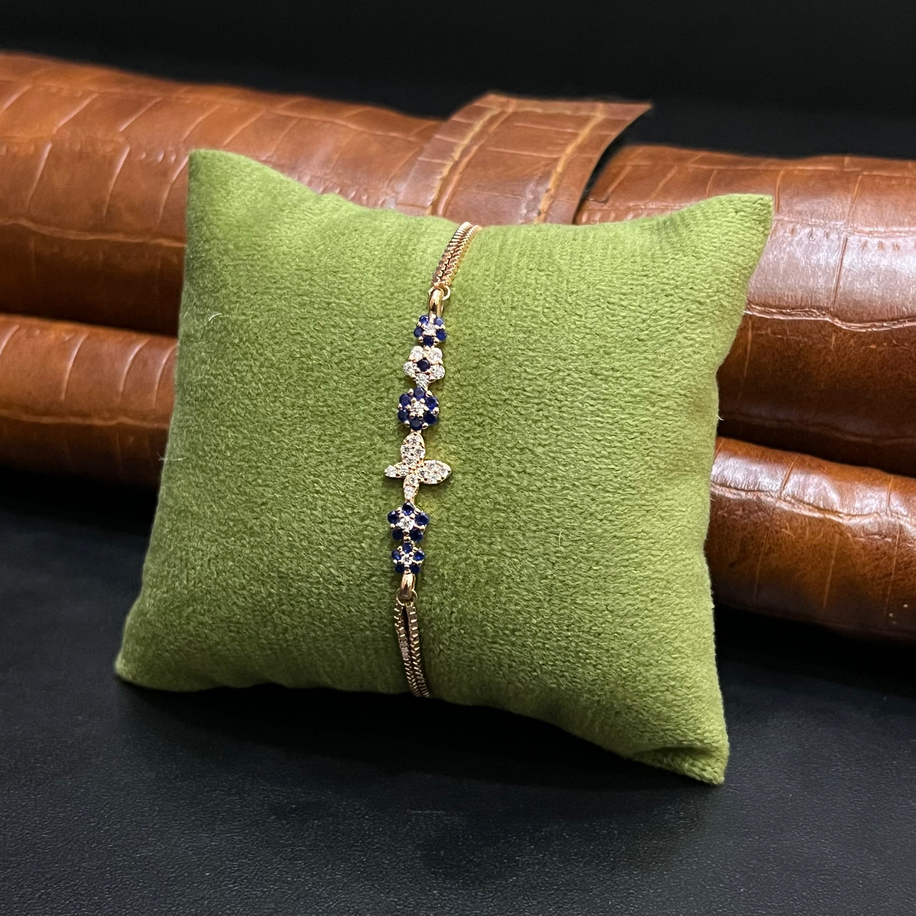 Silver Ladies Bracelet Butterfly Royale Blue Two Line Rose Gold 925