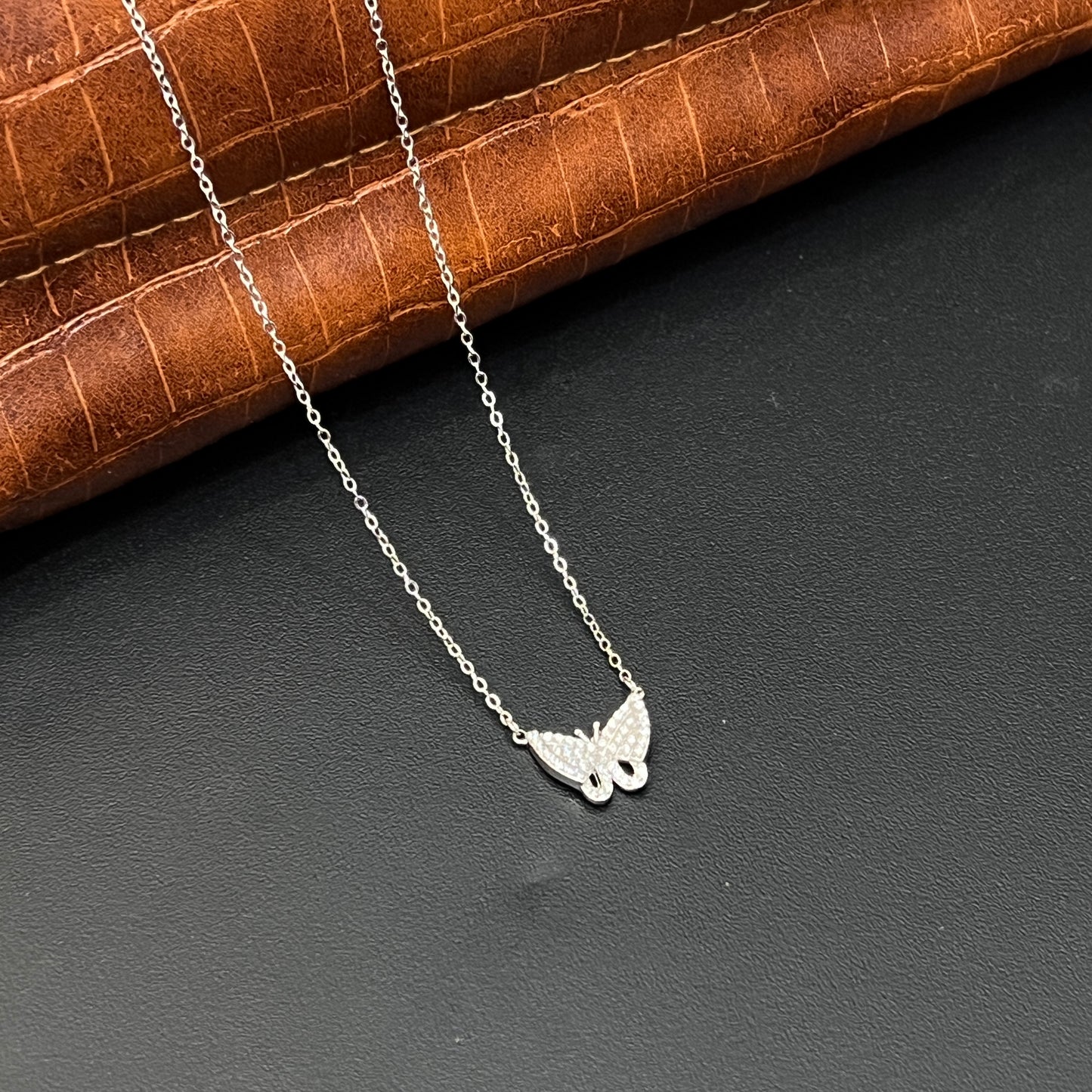 Silver Ladies Pendant Chain Butterfly
