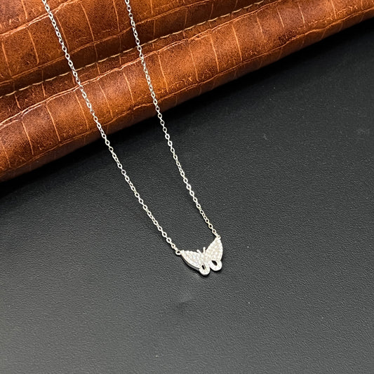 Silver Ladies Pendant Chain Butterfly