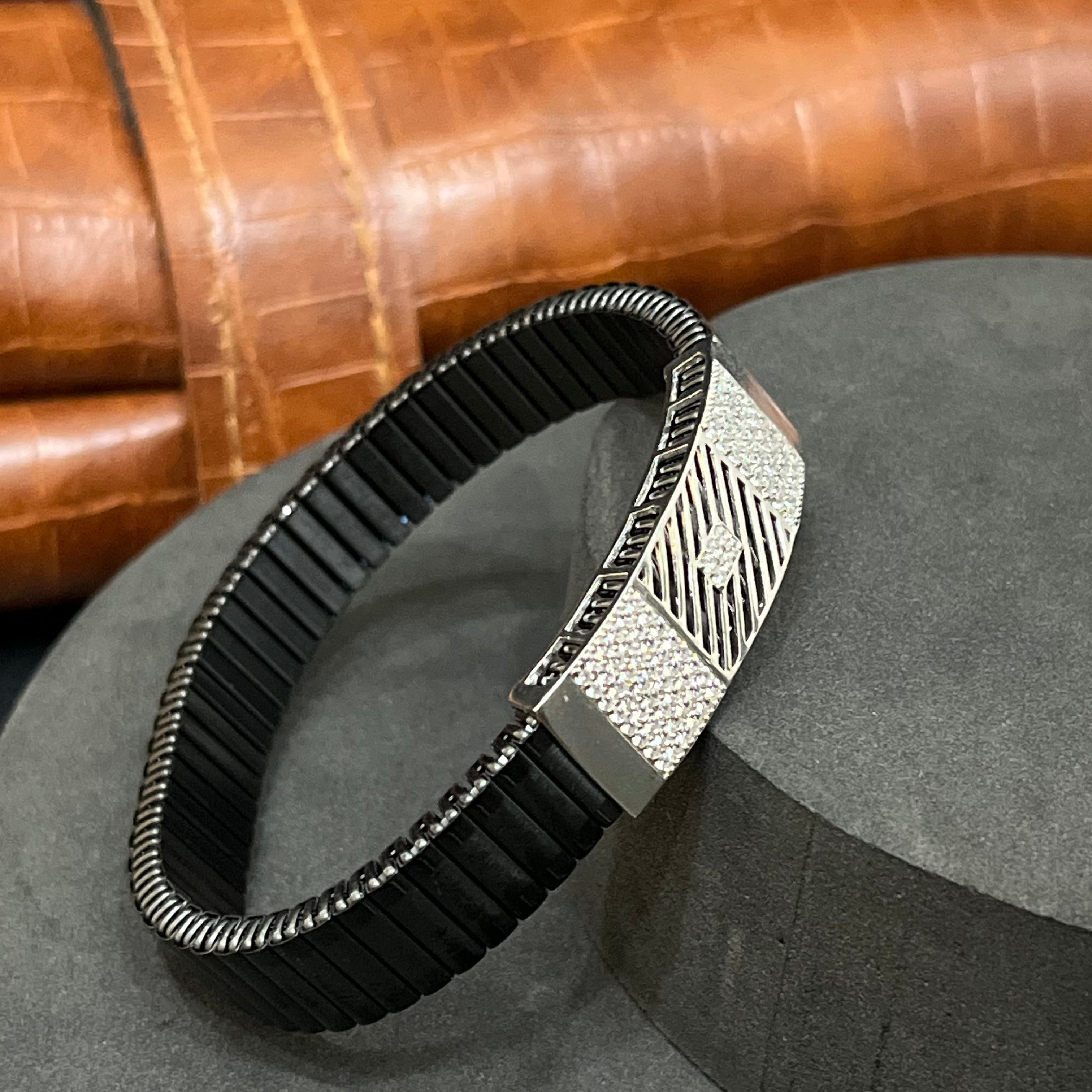 Silver Mens Flexible Bracelet FB7 925
