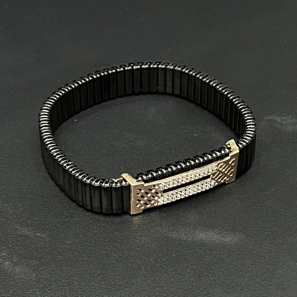 Silver Mens Flexible Band CNC Rosegold