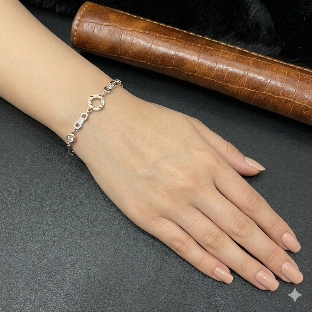 Silver Ladies Bracelet Infinity & Heartz Rosegold