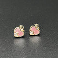 Silver Studs Pink Stone Heart  Design