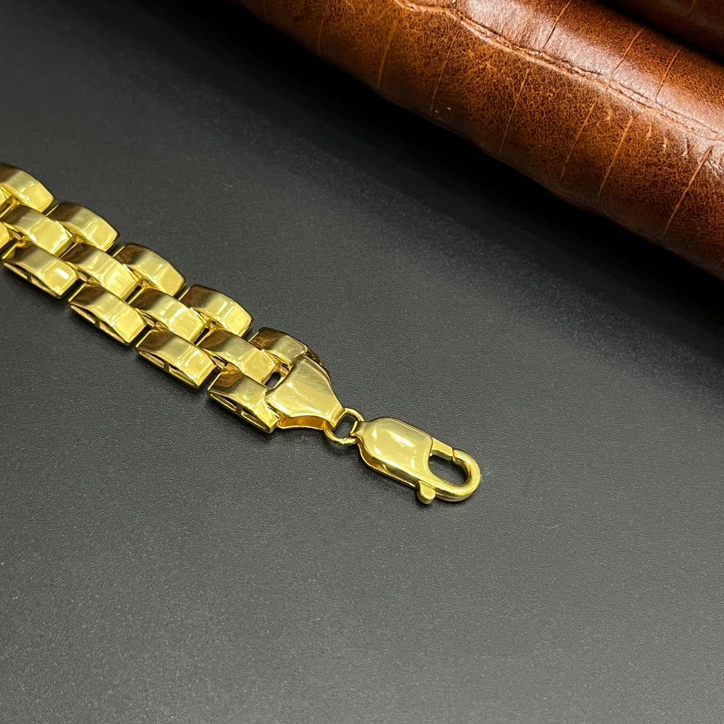 Silver Mens Bracelet Royal Iced Row Link Crystal Gold Finish 925