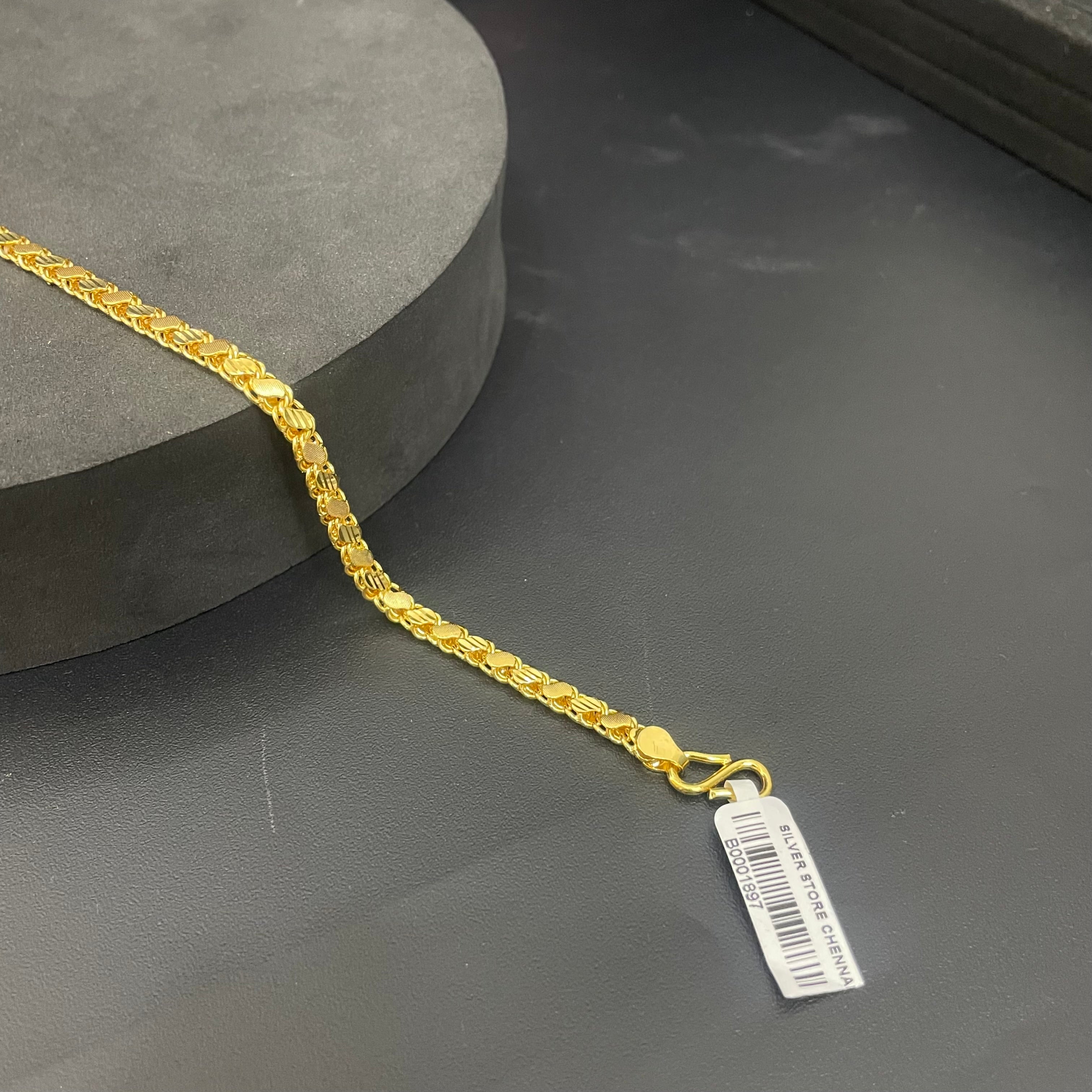 Mens  Silver Gold Finish Bracelet S Leaf