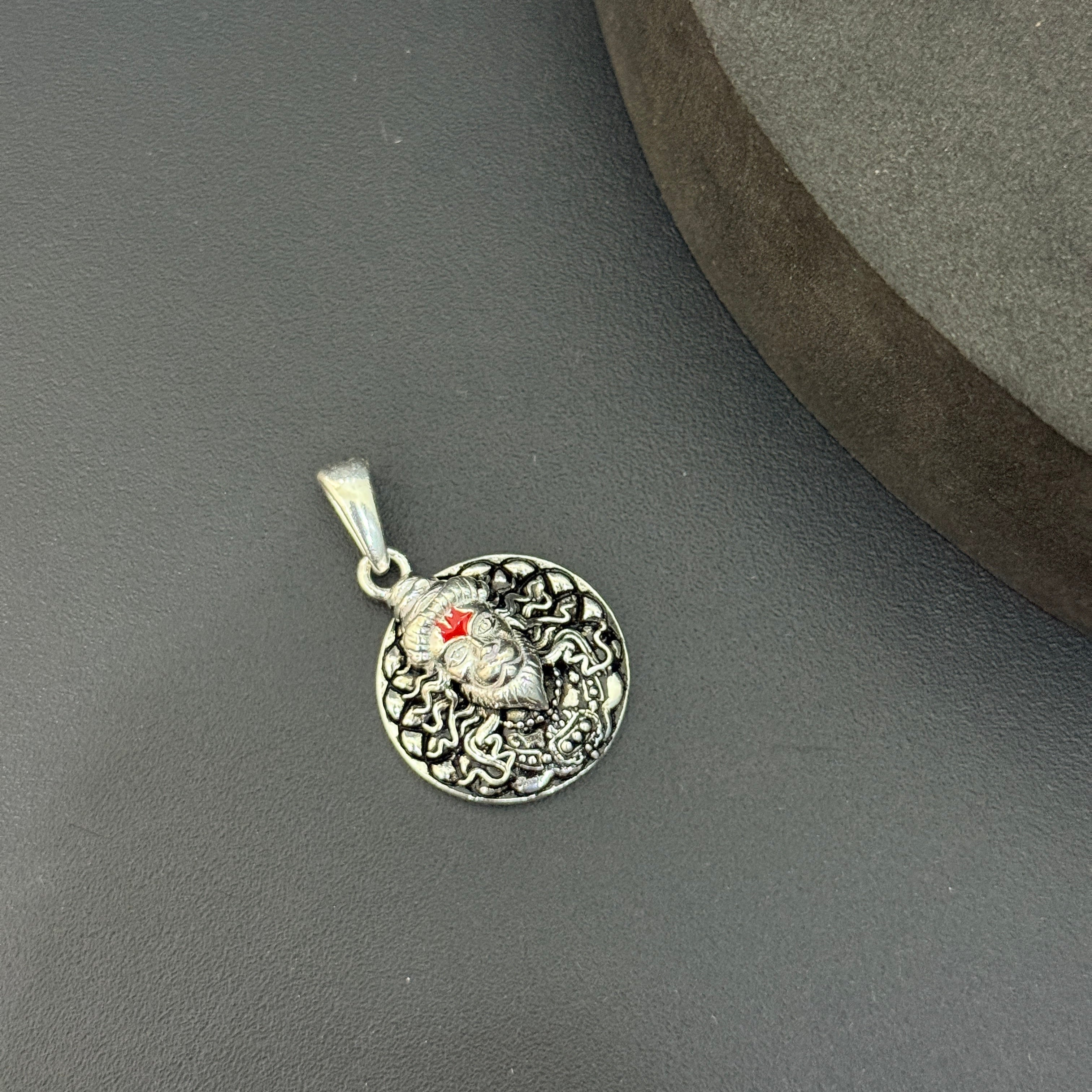 Silver Pendant _Red Roaring Hanuman