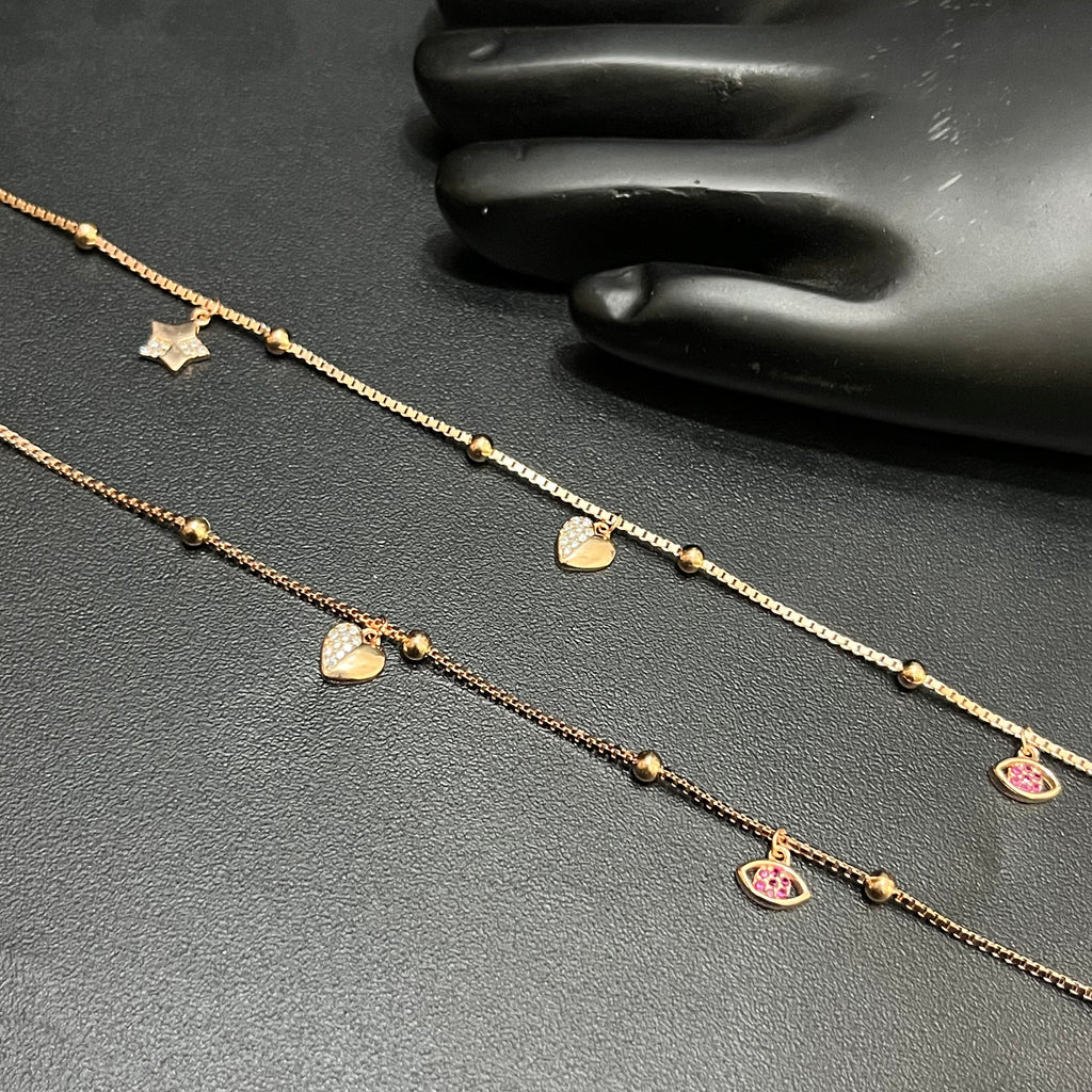 Silver Ladies Anklet Fancy Vibe Keys Edition Rose Gold M02 925