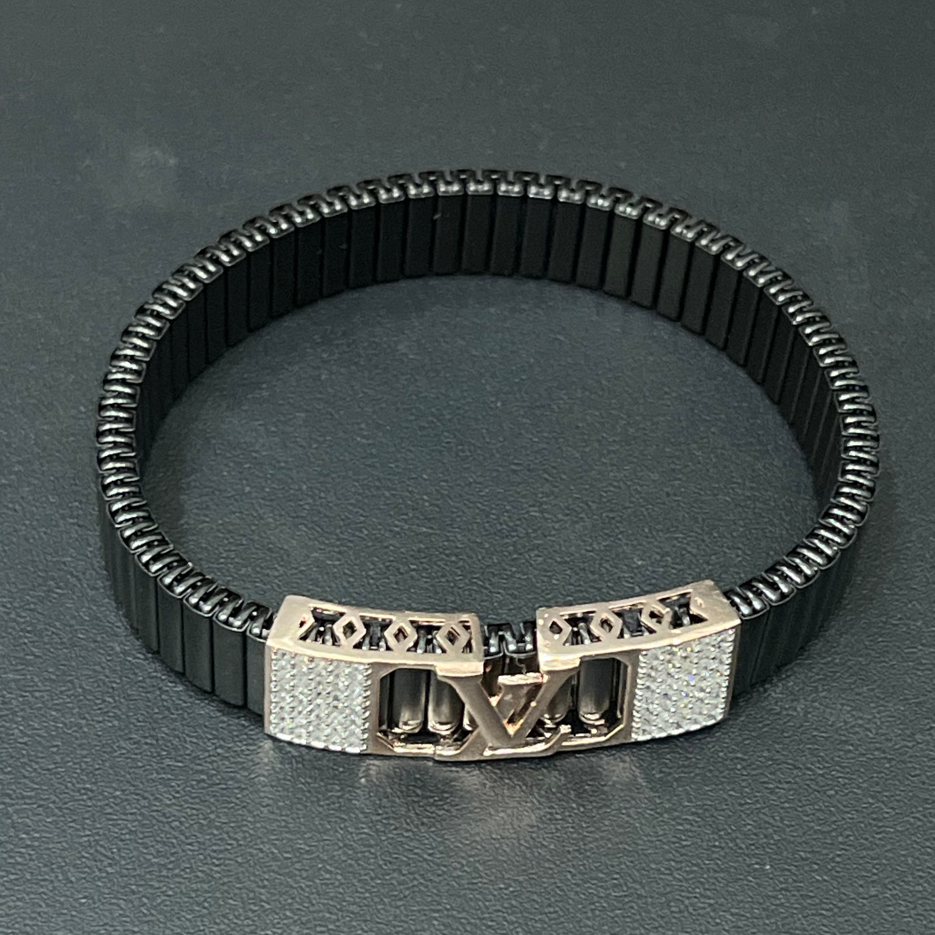 Silver Mens Flexible Bracelet Rosegold 925