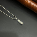 Silver Ladies Pendant Chain Royal Dual Stone Bar 925