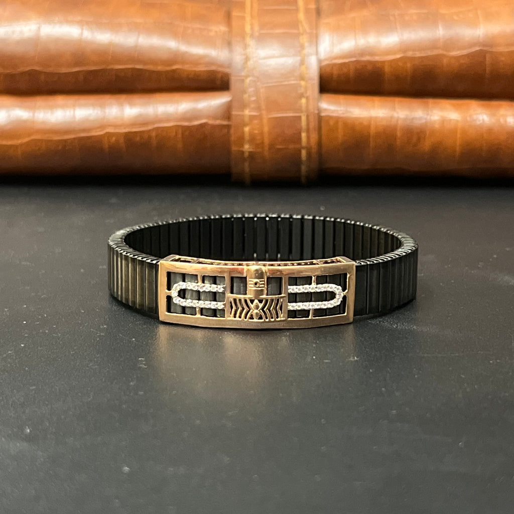 Silver Mens Flexible Bracelet FB2 Rosegold 925