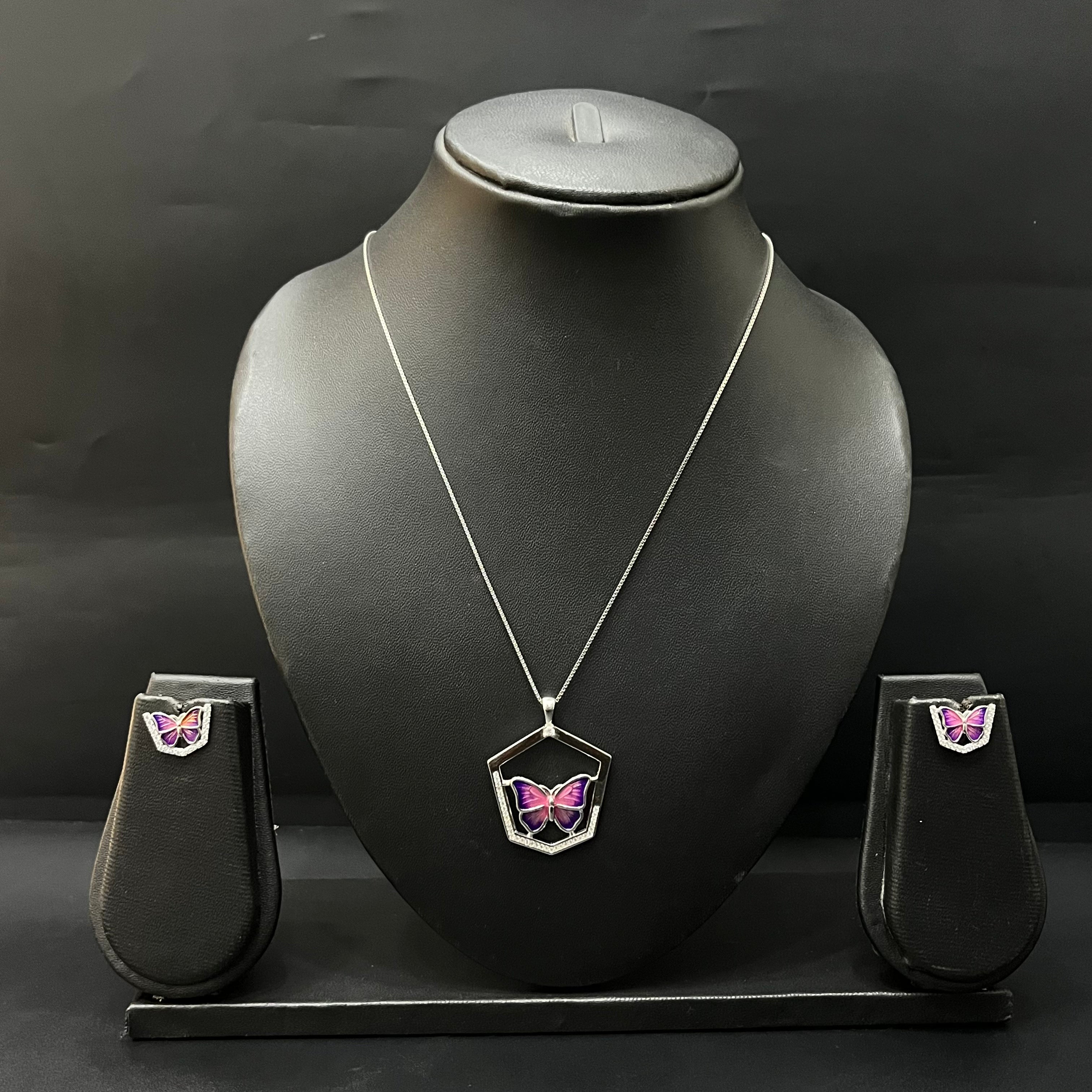Silver Ladies Pendant Chain Hexo Butterfly