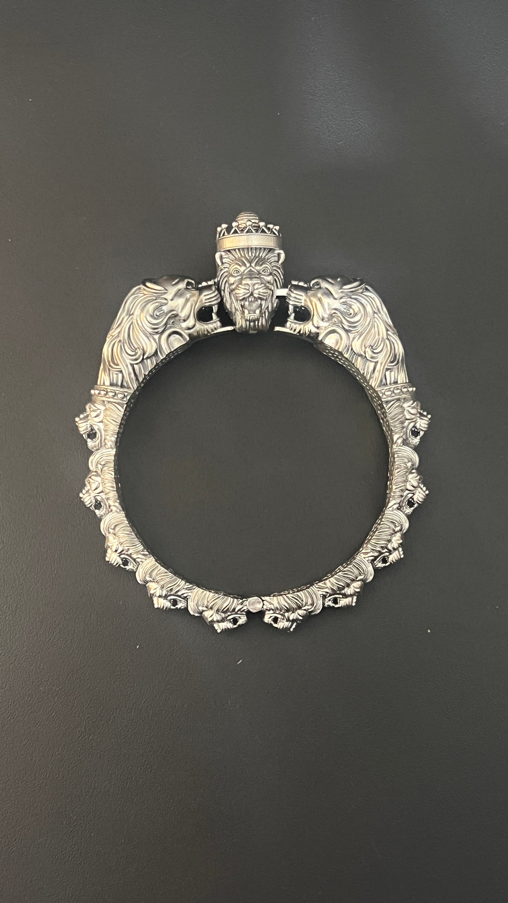 Silver Royal Lion Kada Antique Finished Solid
