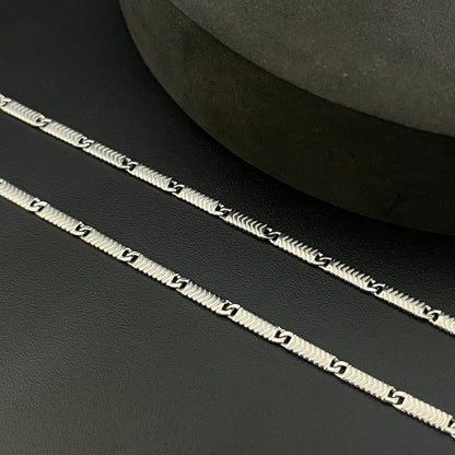 Silver Mens Chain Flat Line