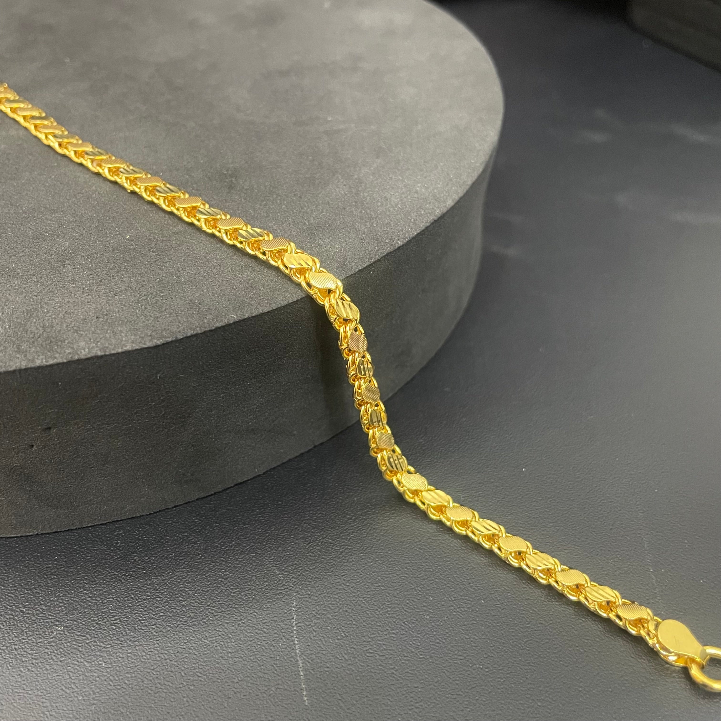 Mens  Silver Gold Finish Bracelet S Leaf