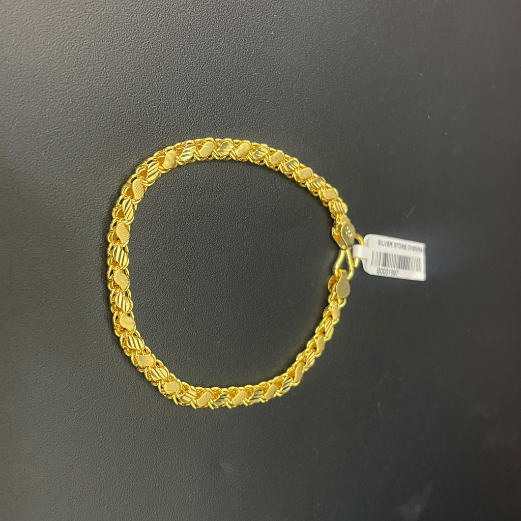 Mens  Silver Gold Finish Bracelet S Leaf