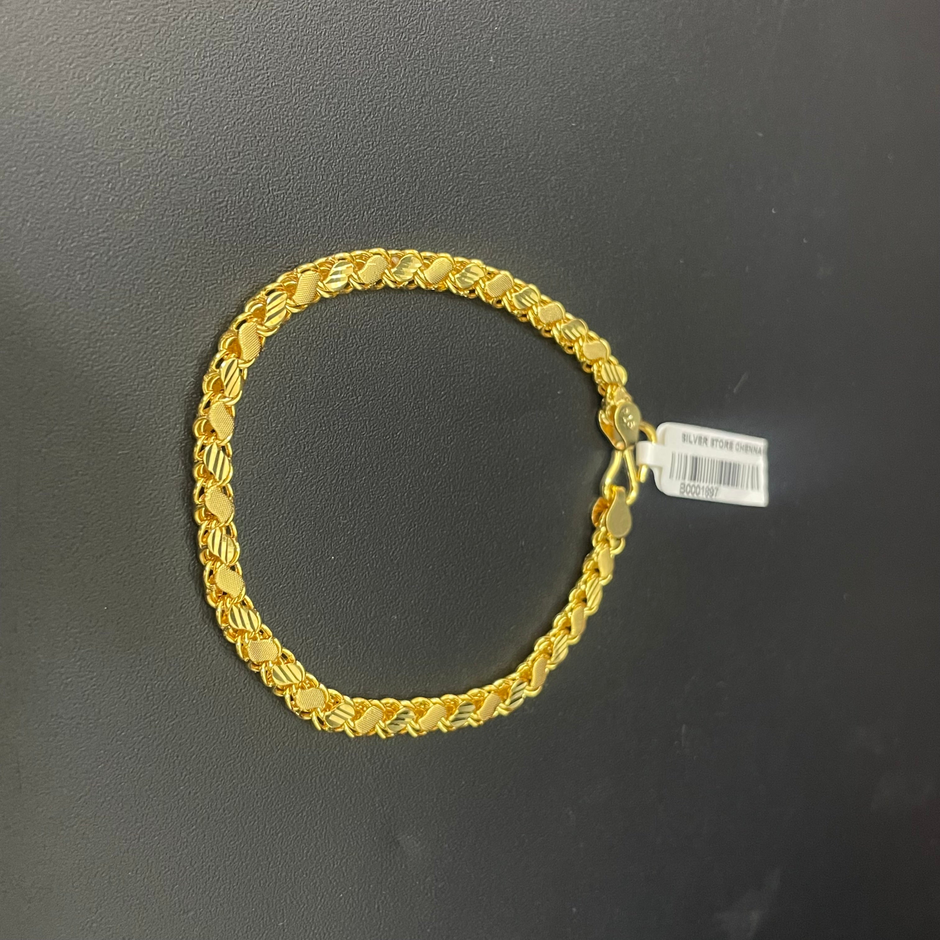 Mens  Silver Gold Finish Bracelet S Leaf