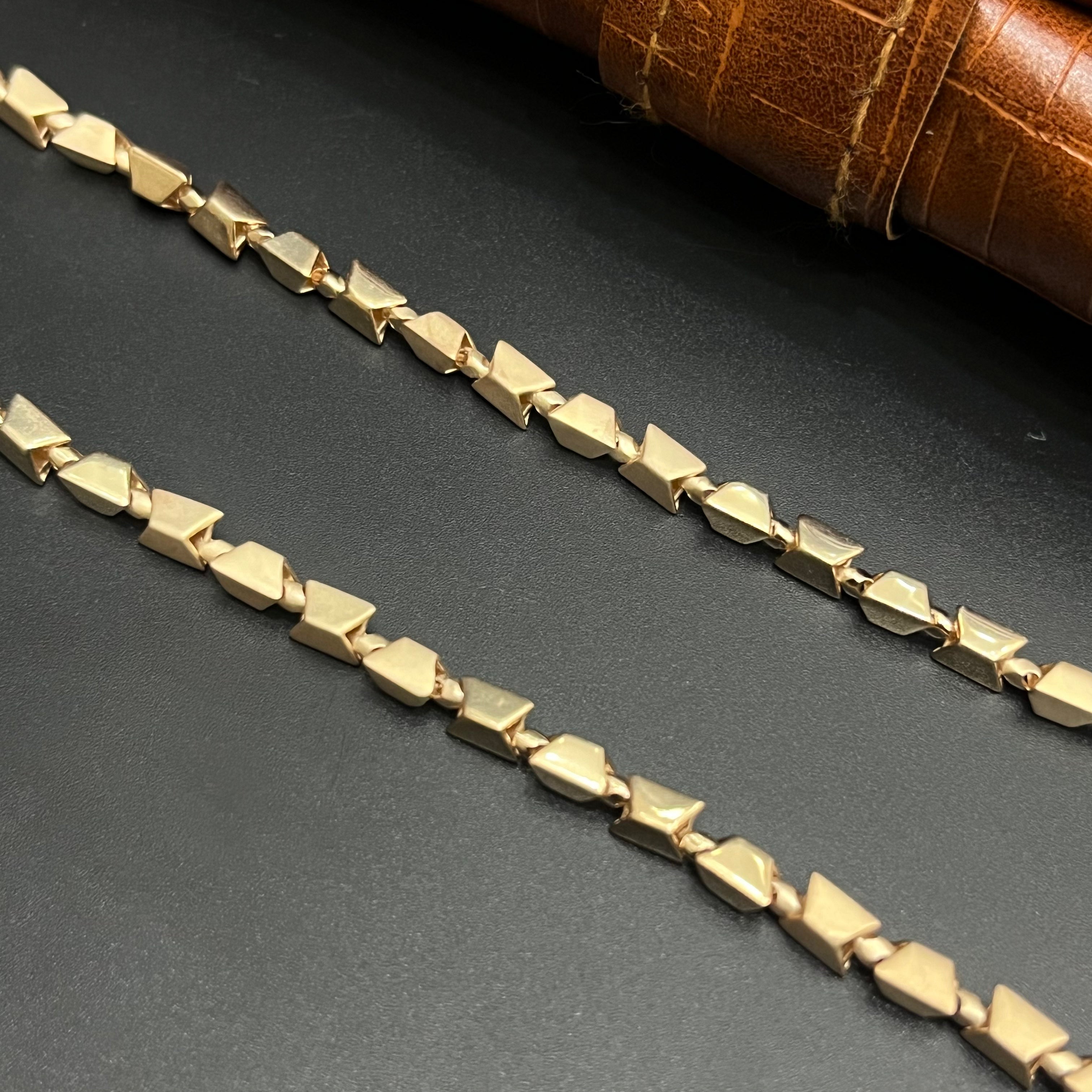 Silver Mens Chain Elegant Square Cut Rose Gold 925