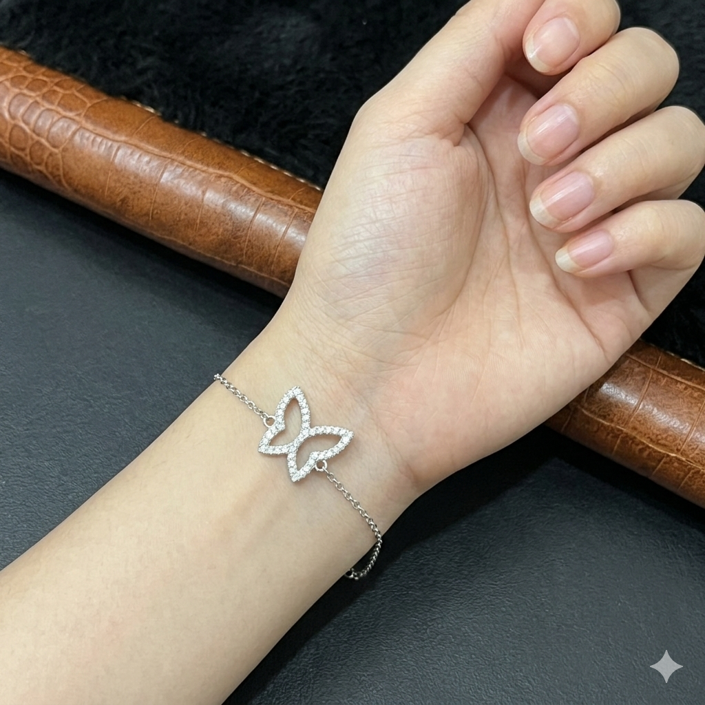 Silver Ladies Bracelet Butterfly