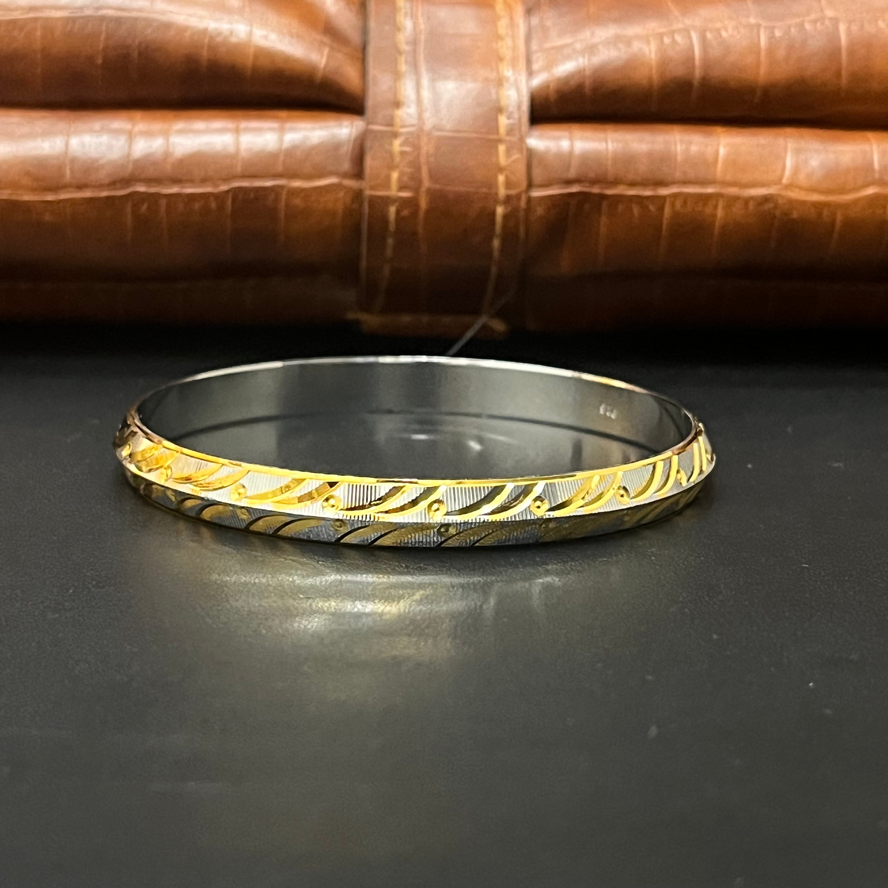 Silver Mens Kada Silver Gold Polish CNC DS 3