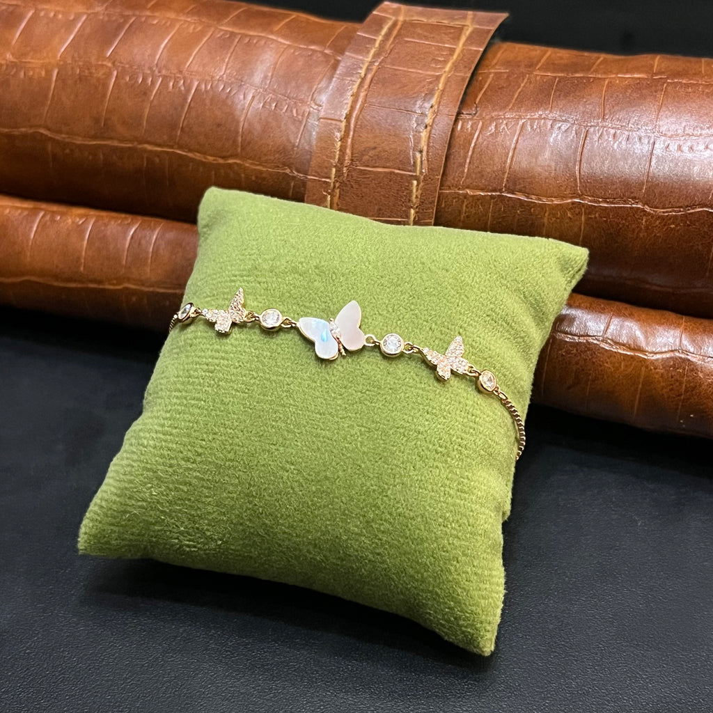 Silver Ladies Bracelet Floral Butterfly Rose Gold 925