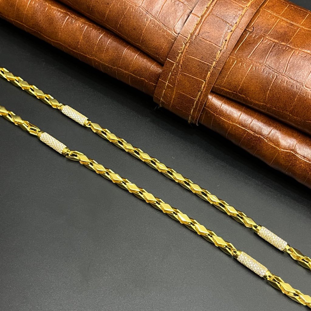 Silver Mens Chain Kathli Luxury Chain Rope Gold Finish M01 925