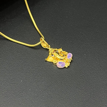 Silver Ganesha Pendant Gold Finished