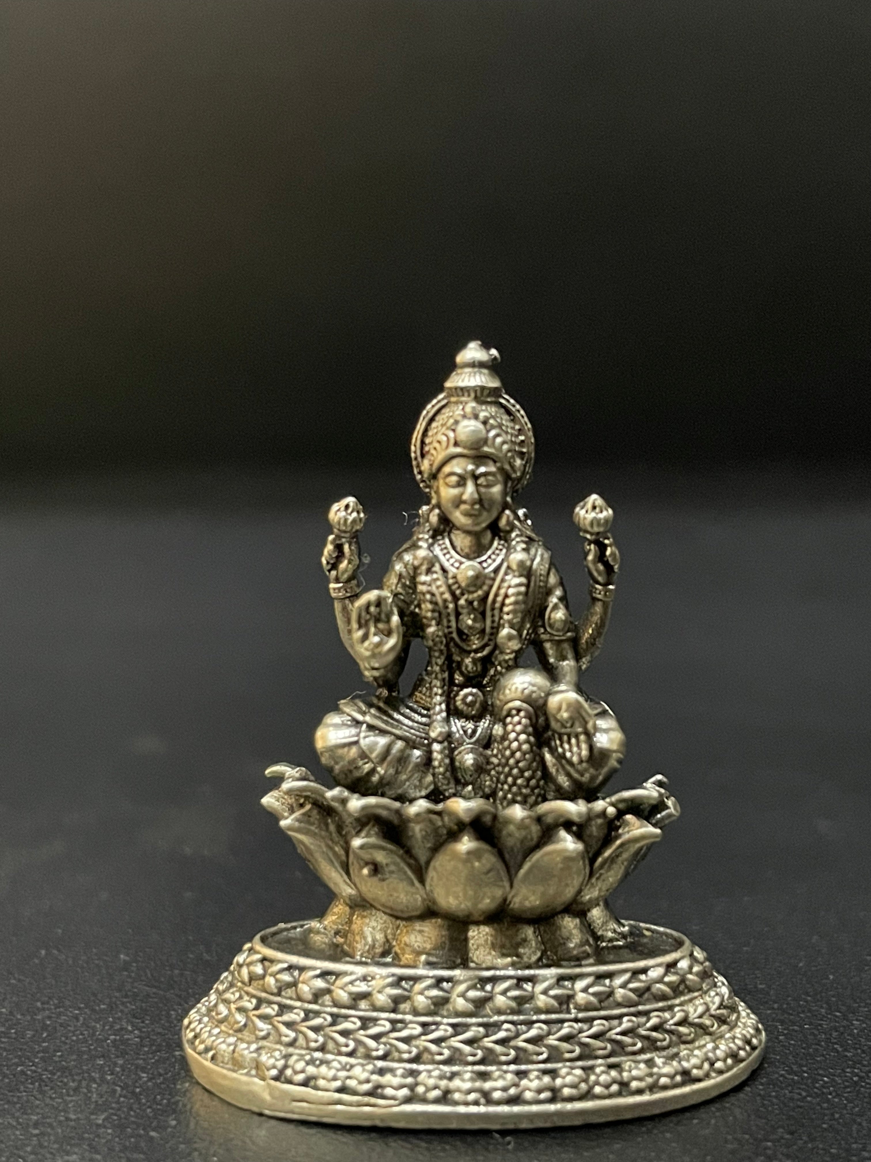 Silver Lakshmi Idol Solid Antique