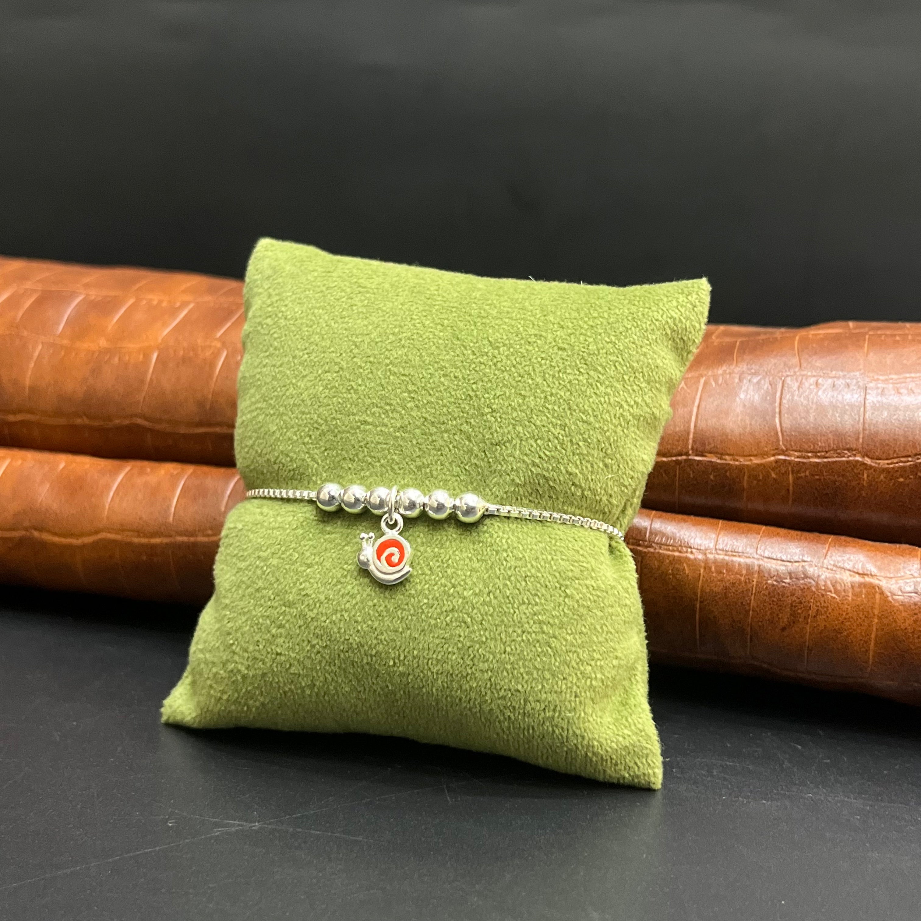 Silver Customised Kids Bracelet Royal Red Swirl Charms 925