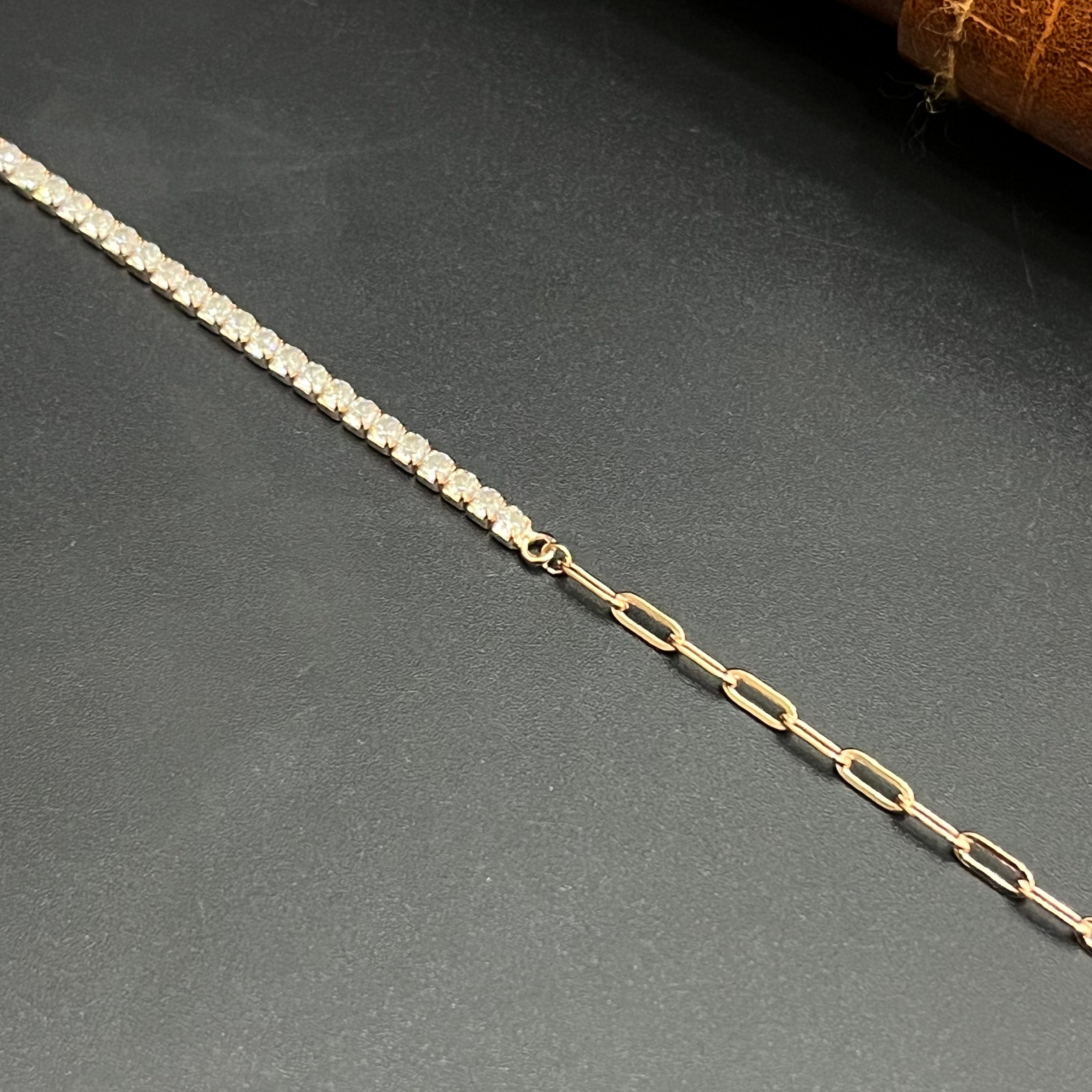 Silver Ladies Bracelet Stones Lines & Link Lock Rose Gold 925