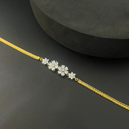 Silver Ladies Bracelet Gold Finished Petal