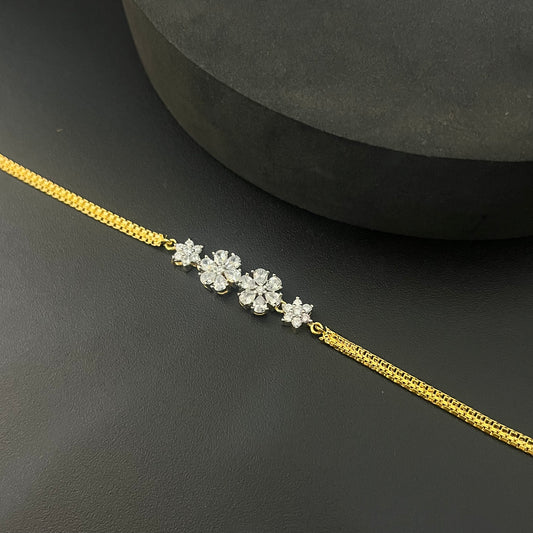 Silver Ladies Bracelet Gold Finished Petal