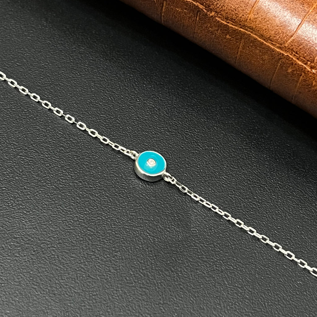 Silver Ladies Bracelet Blue Dot