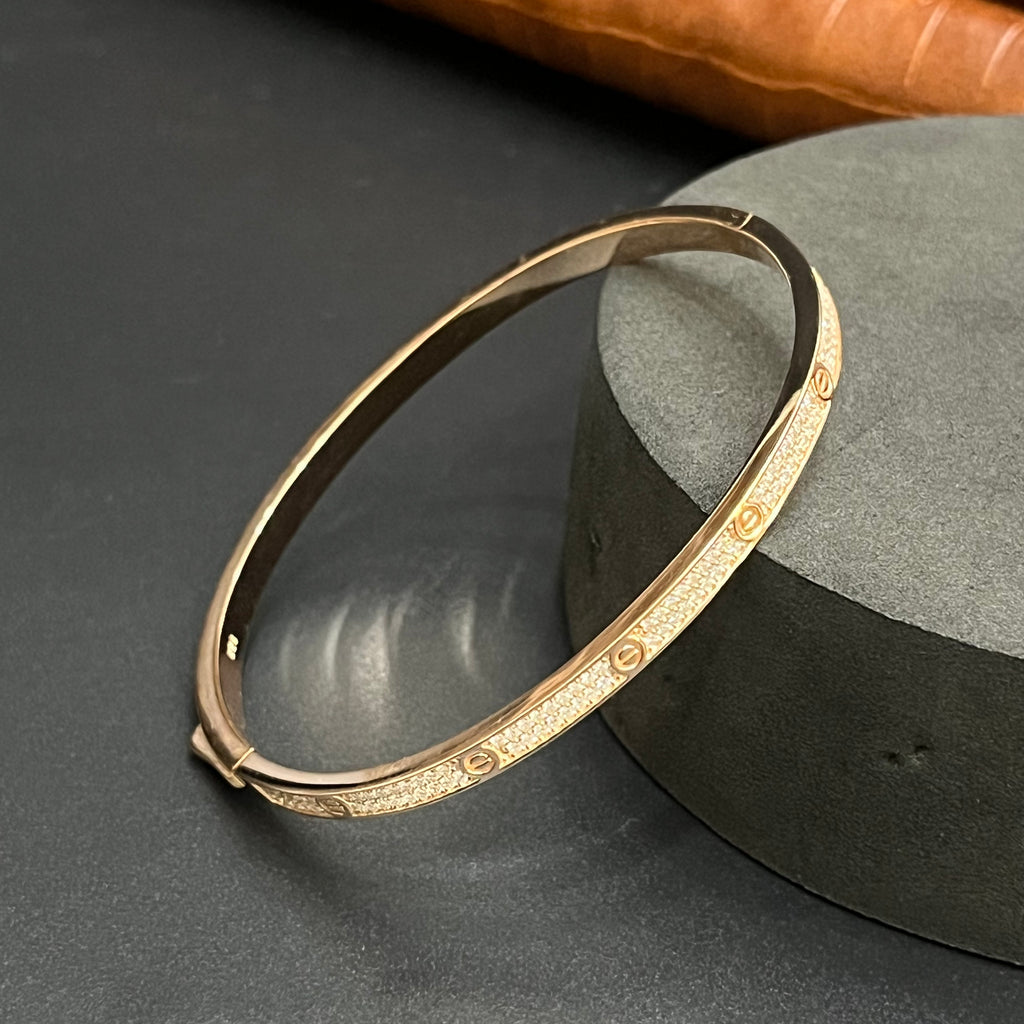 Silver Unisex Kada Adjustable Classic Crystal Rose Gold 925