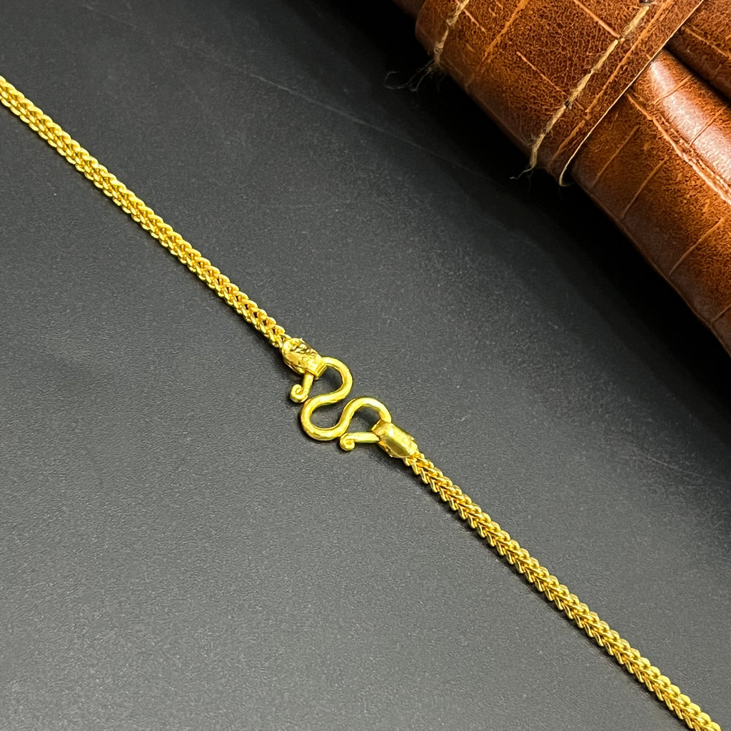 Silver Unisex Chain Flat Plain Chain Gold Finish M02 925