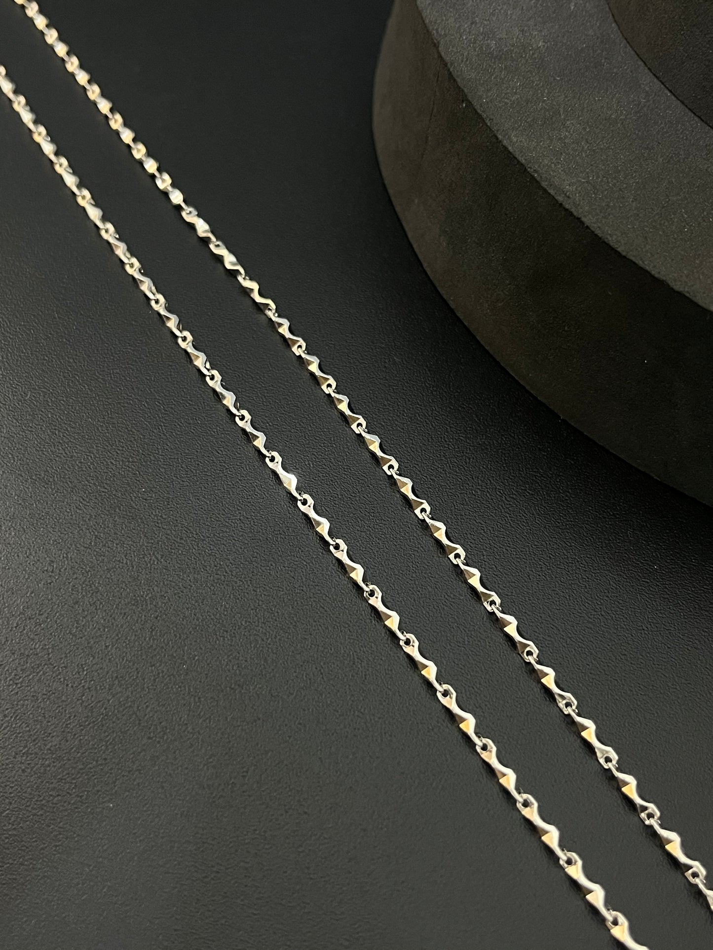 Silver Mens Chain Bullet  Zig Zag Cut