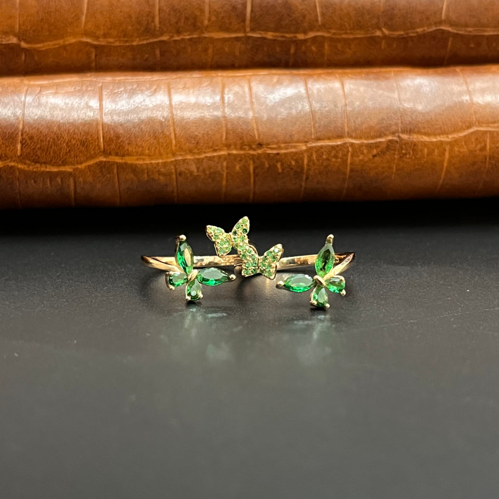 Silver Ladies Toe Rings 925 Green Butterfly Rosegold 925 925