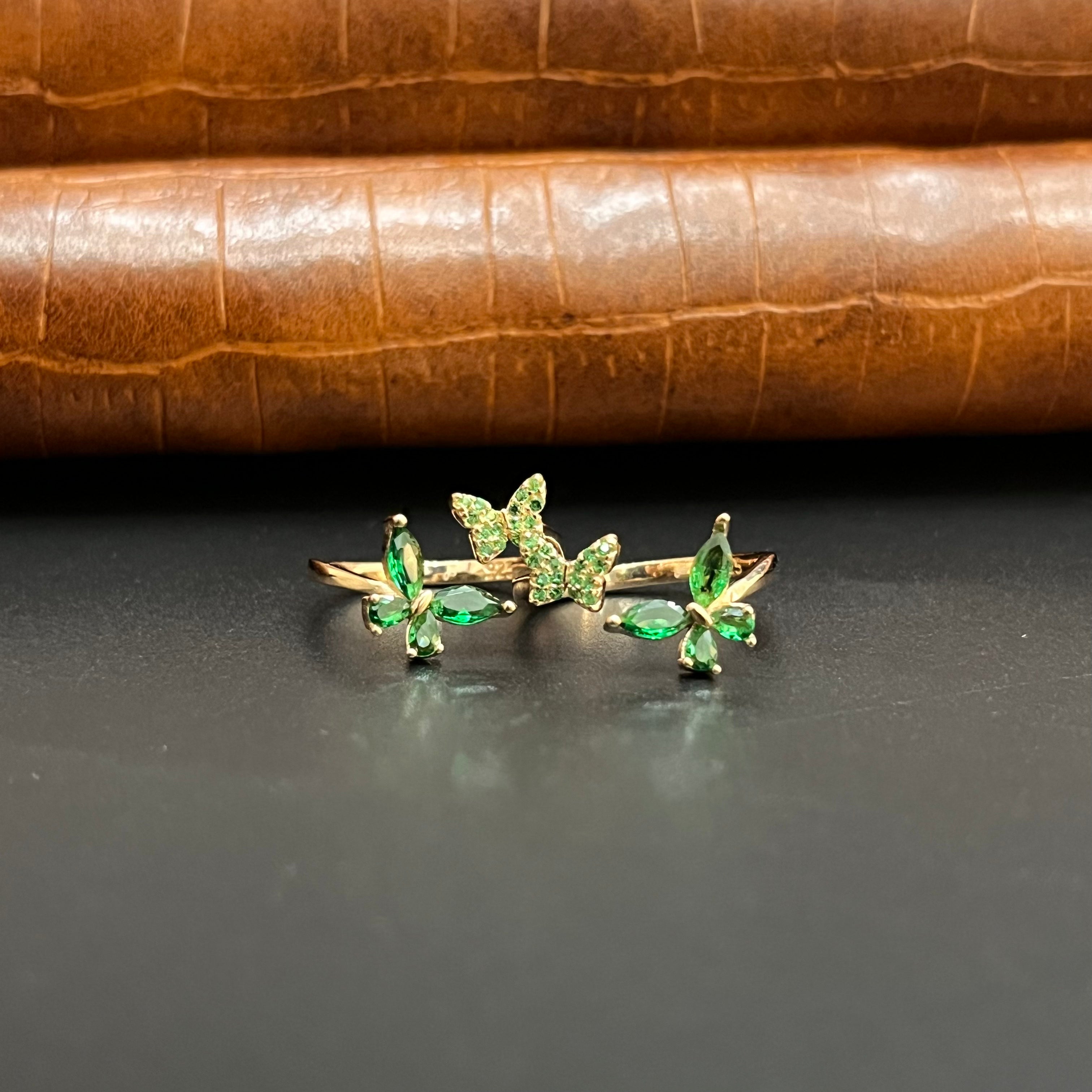 Silver Ladies Toe Rings 925 Green Butterfly Rosegold 925 925