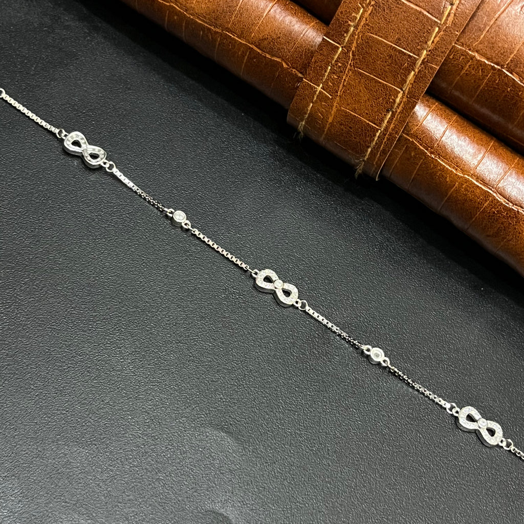 Silver Ladies Bracelet Three Infinity White Stone 925