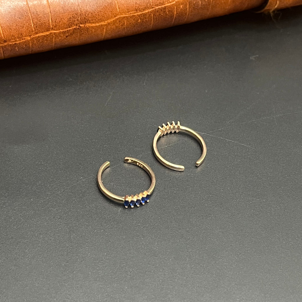 Silver Ladies Toe Ring Blue Oval RG 925