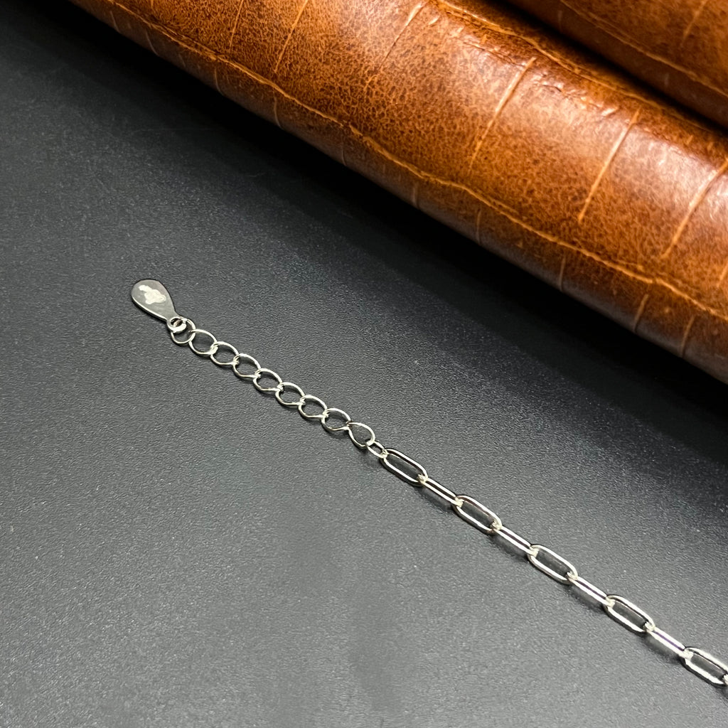 Silver Ladies Bracelet Two Line Heart White Stone 925