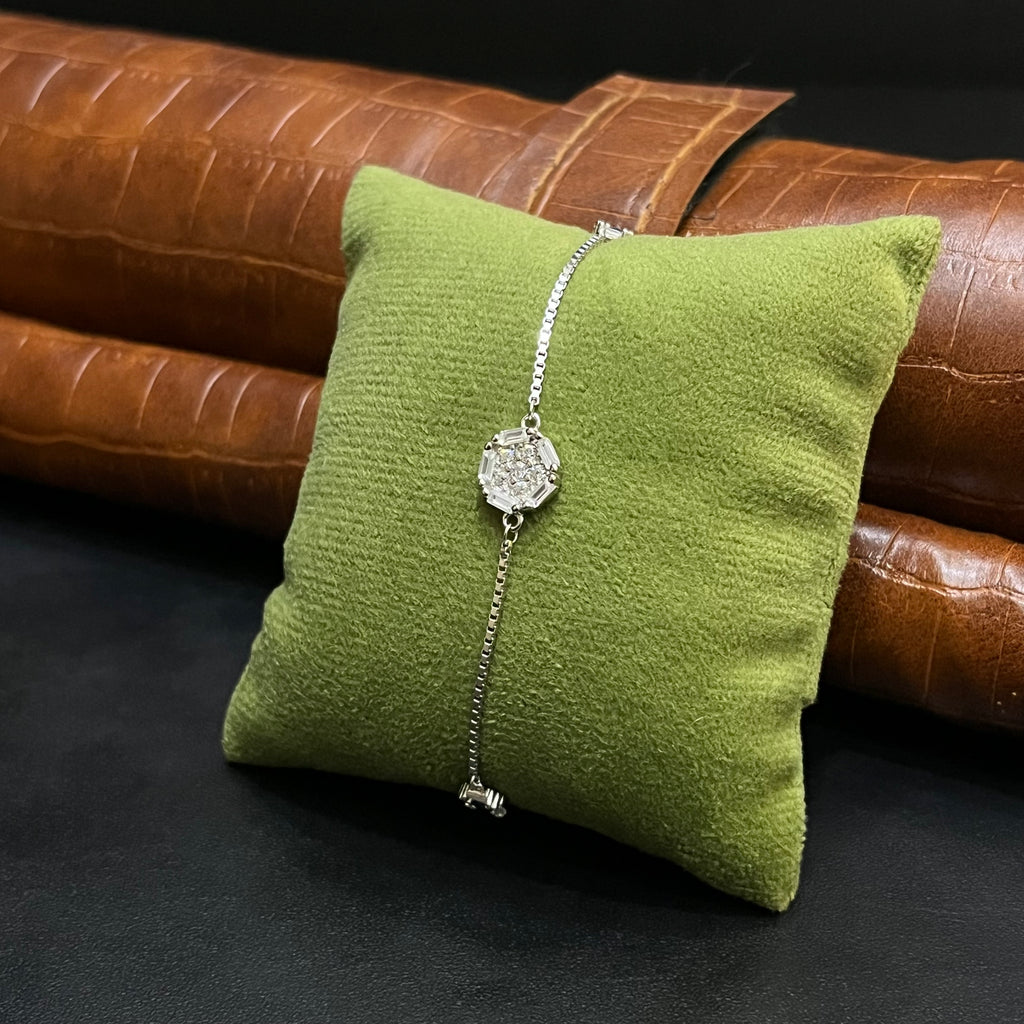 Silver Ladies Bracelet Royal White Halo Link 925