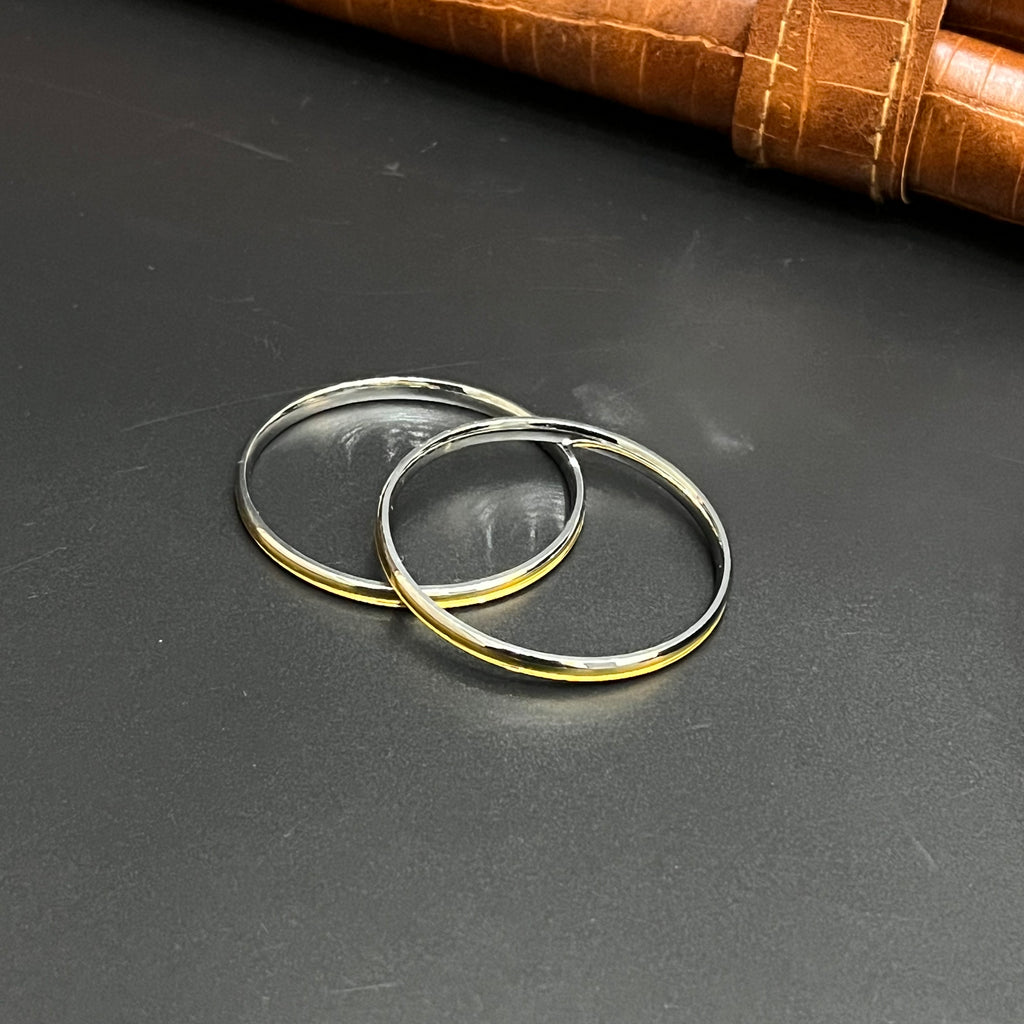 Silver Kids Bangle Dual Tone Gold Finish