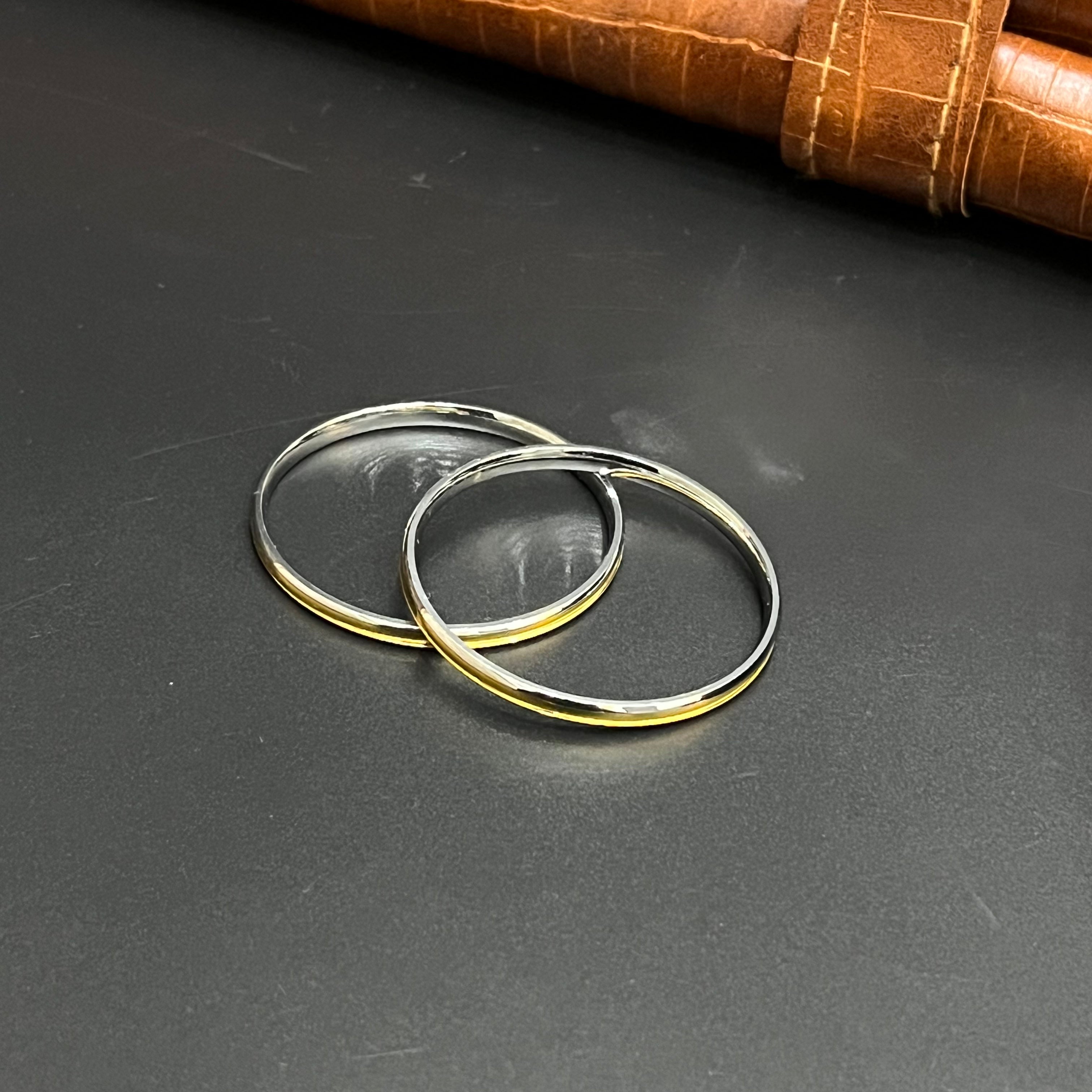 Silver Kids Bangle Dual Tone Gold Finish