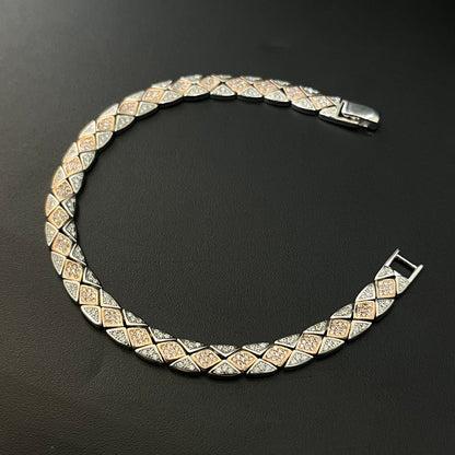 Silver Mens Bracelet Center Kathli Cut