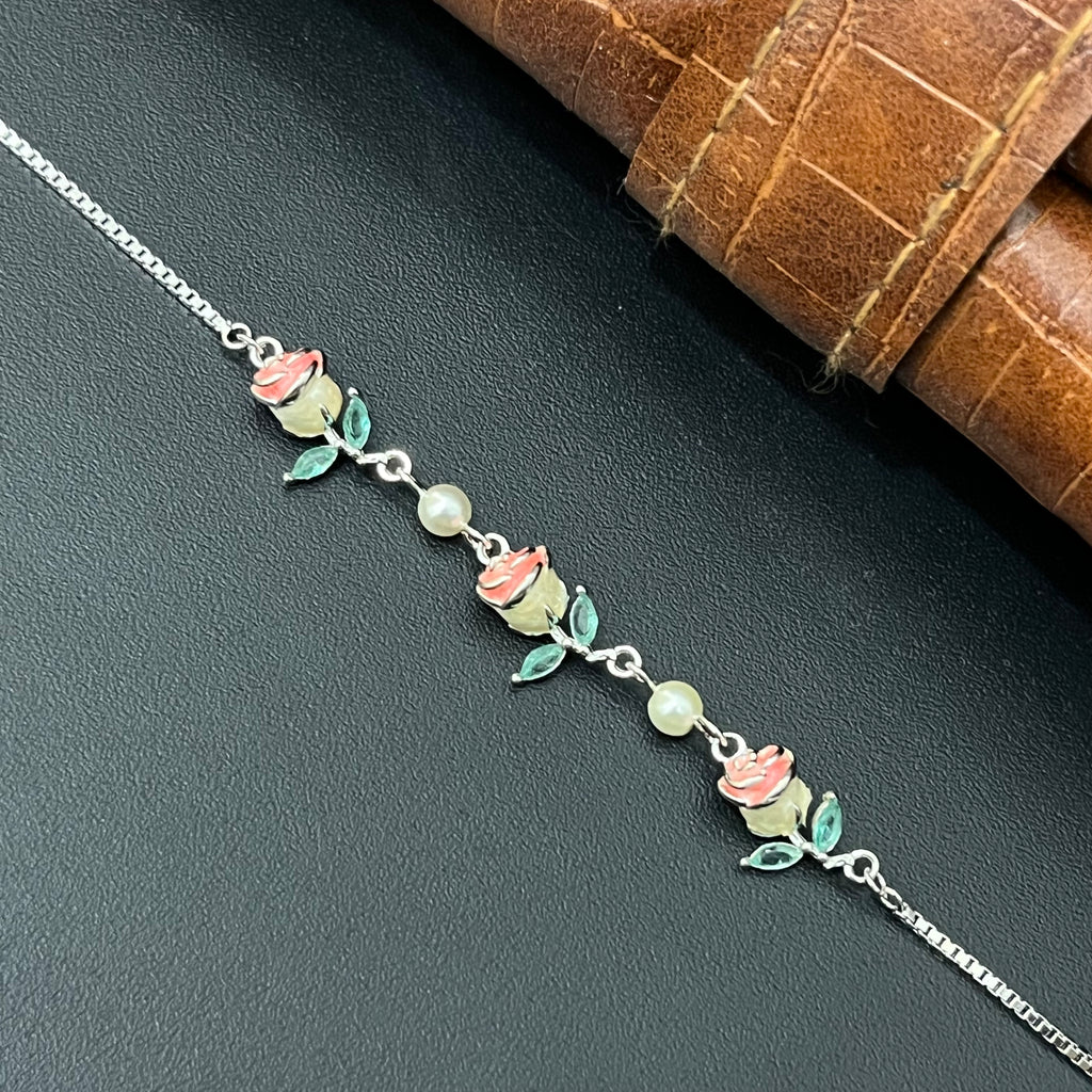 Silver ladies Bracelet Roses 925