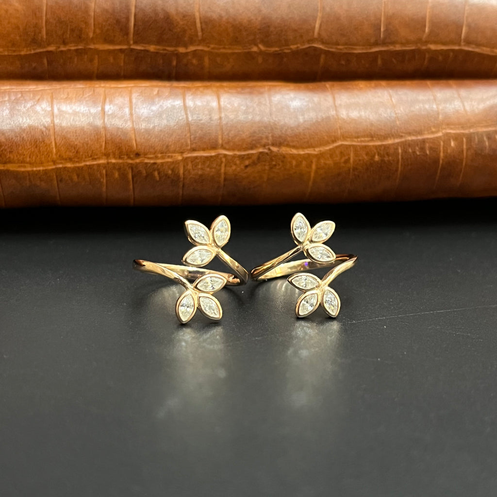 Silver Ladies Toe Rings Leafes 2 Rosegold 925