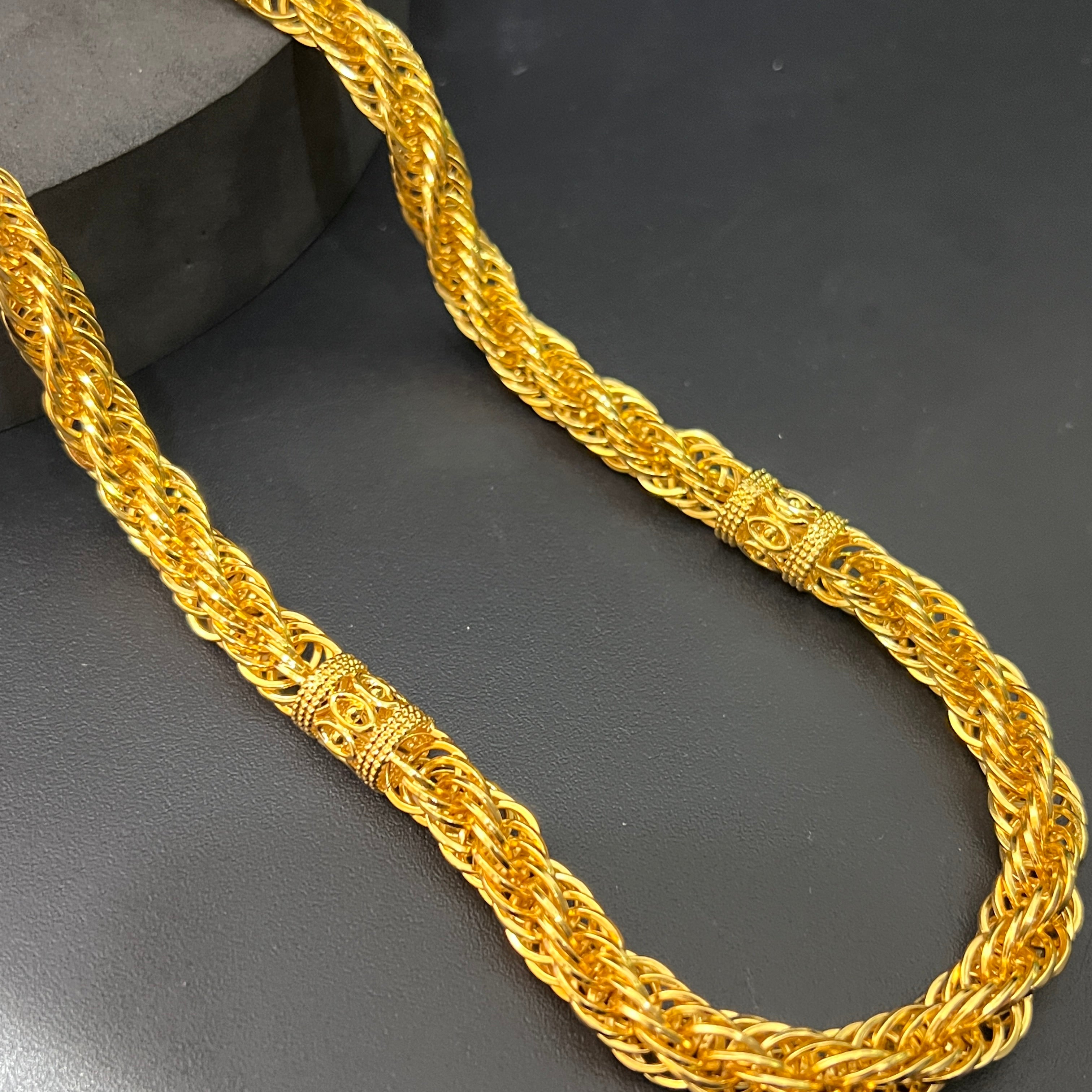 Silver Mens Chain Indo Italian Maharaja Braided Edition Gold Finish 925