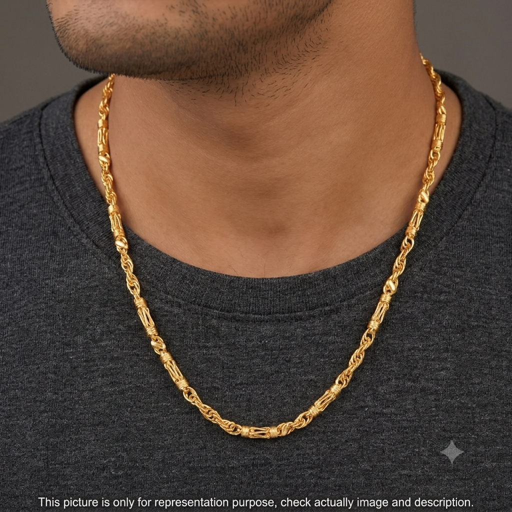 Silver Mens Chain Indo Italian Premium Edition Gold Finish 925