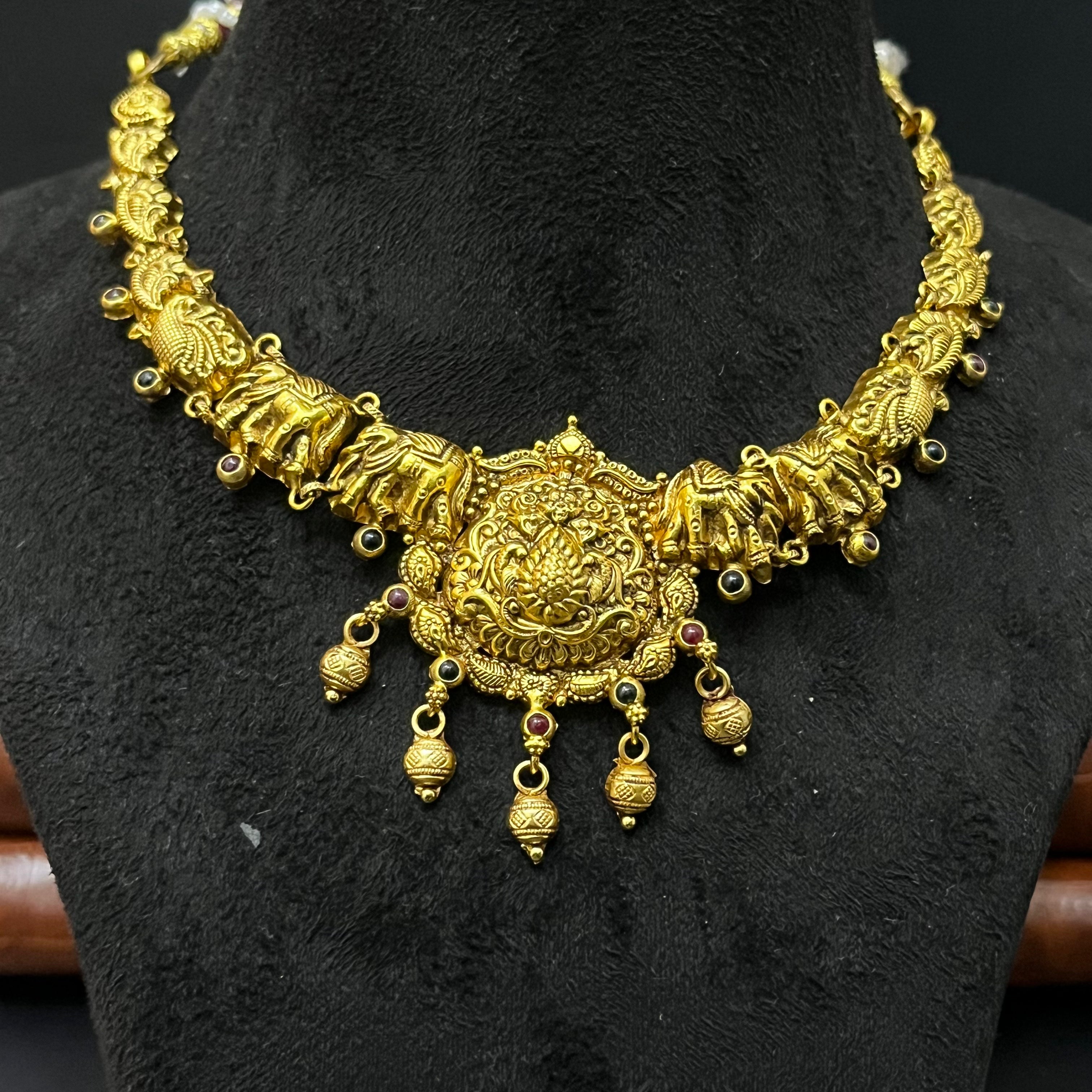 Silver Antique Necklace Gold Finished N02
