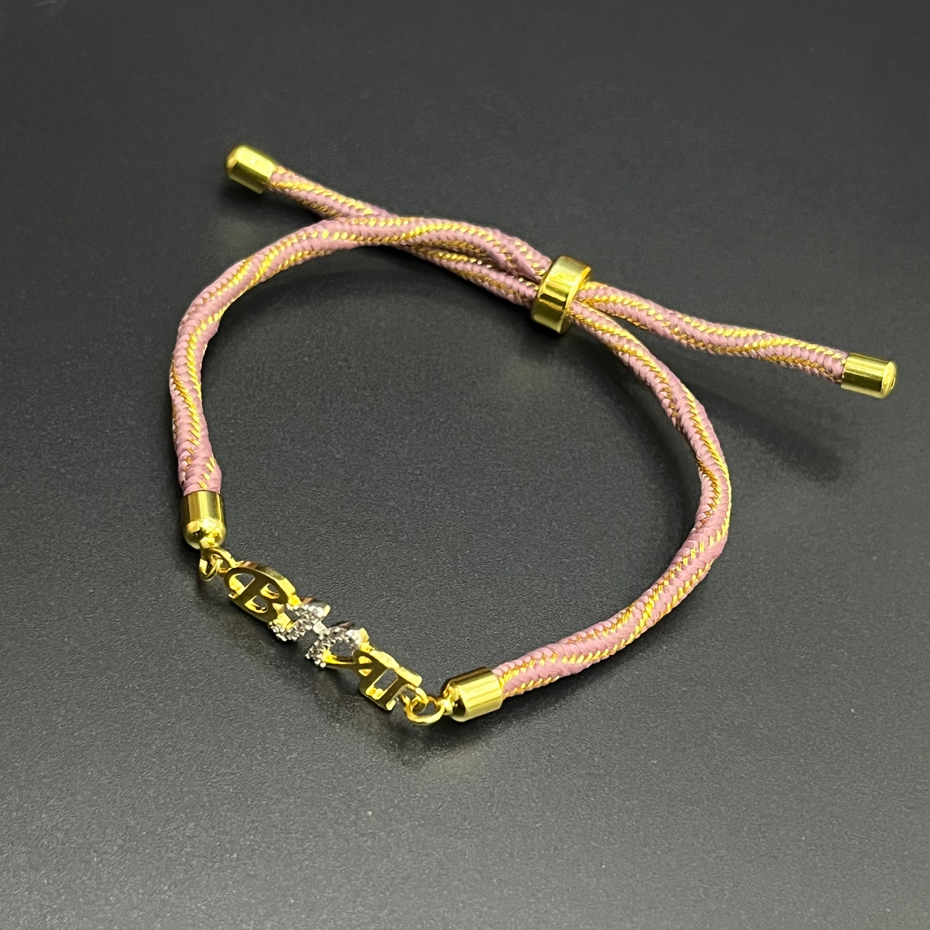 Silver Rakhi Band BHAI Gold Polish 925